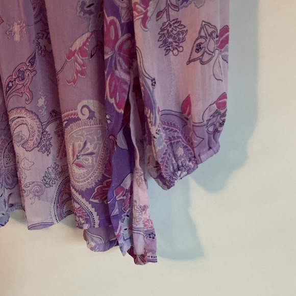SUSAN GRAVER‎ Womens Tunic Purple Paisley Chiffon Flowy Bohemian Summer Size 1X - Picture 3 of 6
